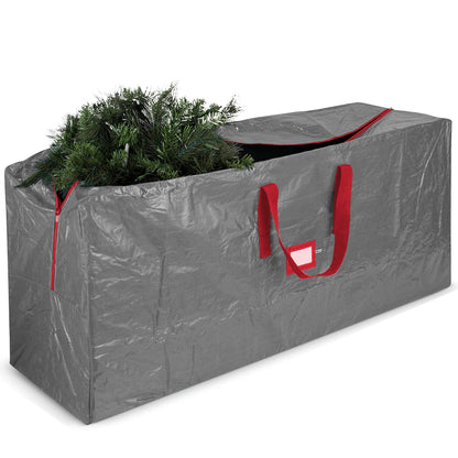 Zober Christmas Tree Storage Bag - Fits 9 Ft Artificial Trees - Plastic, Waterproof Christmas Tree Bag - Strong, Durable Handles - Labeling Card Slot - Gray