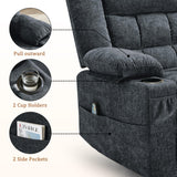 Korser 360° Swivel Rocker Recliner for Adults, Nursery Glider Recliner with Massage and Heating, Rocking Chair with Cup Holder, Manual Recliner Chair for Living Room, Bedroom (Fabric, Dark Gray) Korser