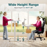 SMUG Adjustable Height Standing Desk 48 Inch Electric Sit Stand Up Down Computer Table Ergonomic Rising Modern Lift Motorized Gaming Desktop Workstation for Work Home Office - Modern White SMUG
