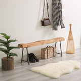 Vintiquewise Rustic Carved Wood Natural Log Accent Bench for Entryway, Indoor and Outdoor Vintiquewise