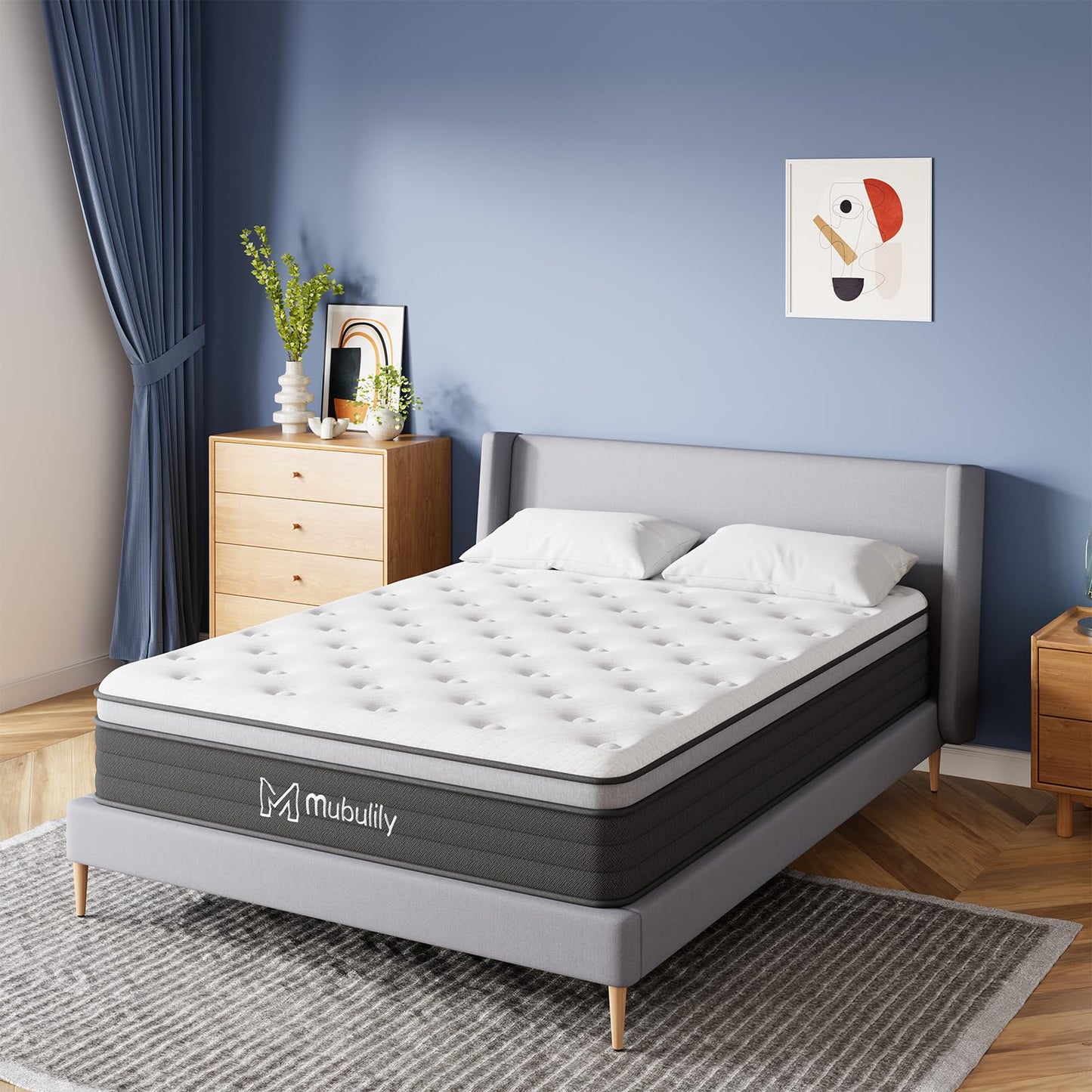 Mubulily Full Mattress,12 Inch Hybrid Mattress in a Box with Gel Memory Foam,Individually Wrapped Pocket Coils Innerspring for a Cool & Peaceful Sleep,CertiPUR-US.