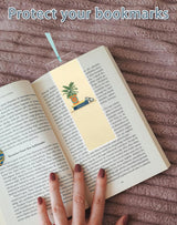 DSYIL 120 Pack Bookmark Sleeves, Clear Bookmark Holders, Plastic Blank Bookmark Cover for School, Office and Party Favors, 6.3 x 2.36 Inches DSYIL