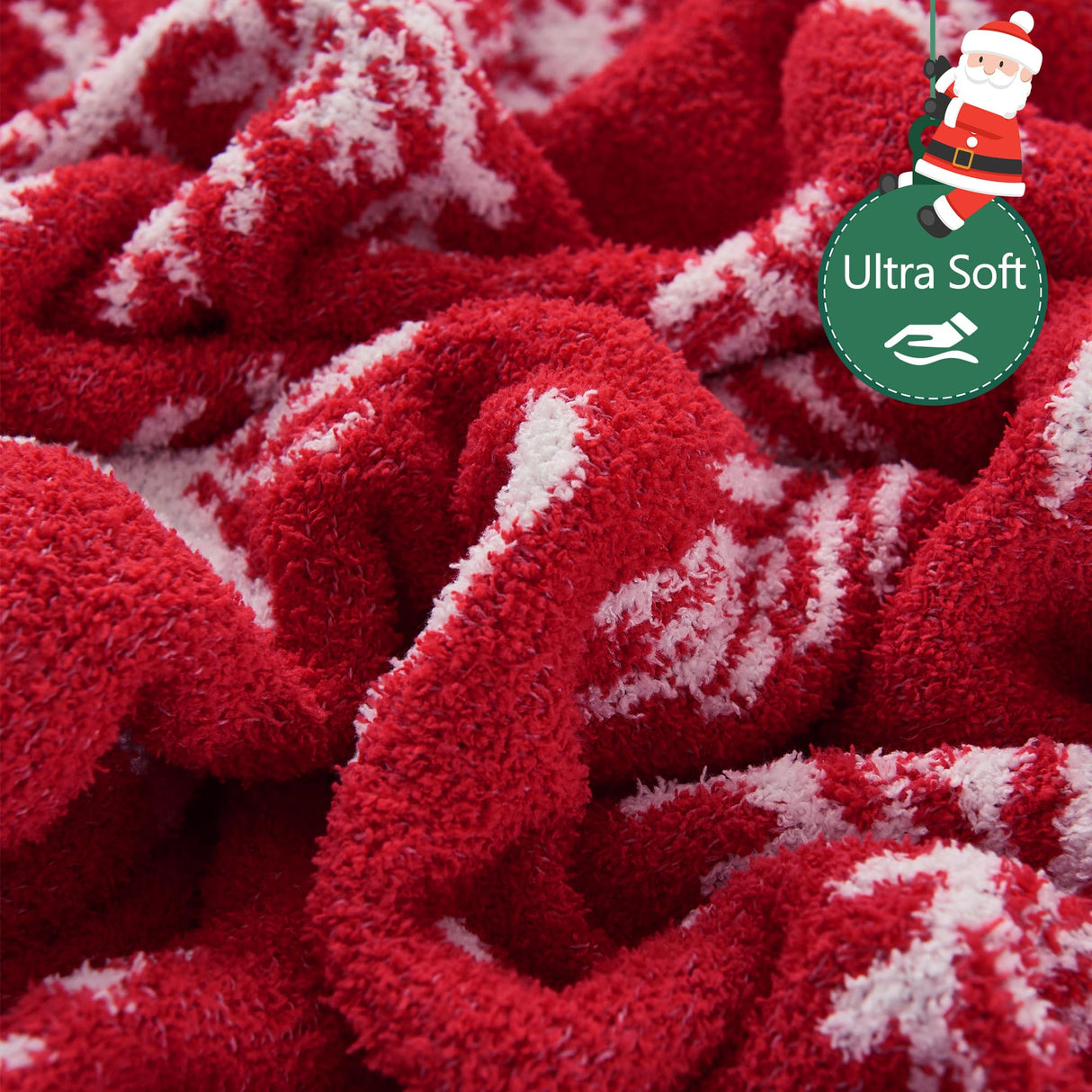 SeaRoomy Christmas Blanket, Ultra Soft Cozy Fuzzy Warm Reversible Knit Throw Blanket for Couch, Microfiber Lightweight Knitted Blanket Holiday Theme Home Christmas Decor (Reindeer, 51"×63") SeaRoomy