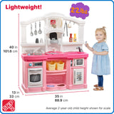 Step2 Fun with Friends Kids Kitchen Playset, Indoor/Outdoor Kitchenette, Interactive Play with Lights and Sounds, Durable Plastic, Includes 25 Piece Toy Accessories, Toddlers 2+ Years Old, Pink Step2