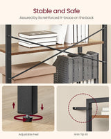 VASAGLE 5-Tier Bookshelf, Bookcase with Steel Frame, Book Shelf for Living Room, Home Office, Study, 11.8 x 31.5 x 60.2 Inches, Industrial Style, Rustic Brown and Ink Black ULLS081B01 VASAGLE