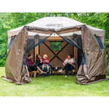 CLAM Pop Up Screen Tent, Outdoor Camping Gazebo Canopy, Pavilion, 12.5', Brown CLAM
