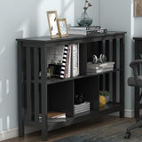 TaoHFE Short Bookshelf with 2-Layer 5 Cube Shelf,Wooden Bookcase Modern Minimalist Style, Horizontal Bookshelf for Living Room, Classroom, Bedroom, Book Shelf with Storage Cube Bookcase, Black TaoHFE