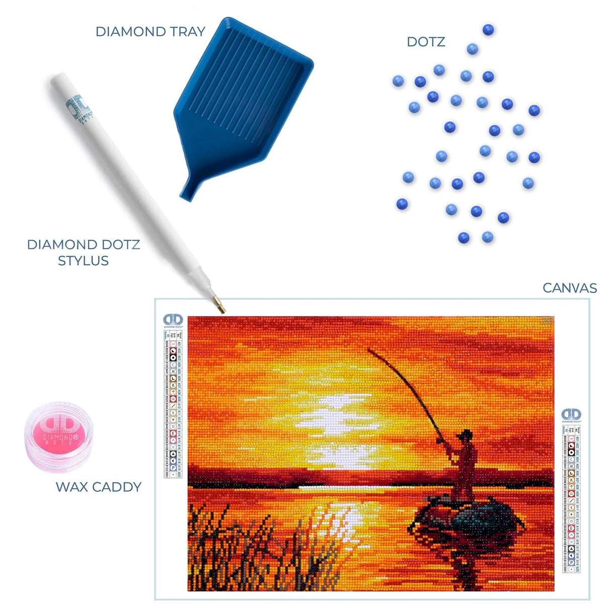 DIAMOND DOTZ at Home Fishing at Sunrise Diamond Painting Kits for Adults - Diamond Art Kits a Relaxing Creative Craft Kit with Dotz Gems 16x12 DIAMOND DOTZ