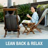 CleverMade Tamarack Folding Rope Chair - Foldable Outdoor Low Profile Wood Lounge Chair for the Patio, Backyard, and Deck, No Assembly Required CleverMade