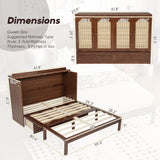 ZEIINPA Queen Murphy Bed Chest with Charging Station & Large Drawers, Wooden Cube Cabinet Bed with Foldable Bedframe for Apartment Living Room Bedroom(Mattress not Included) Walnut ZEIINPA