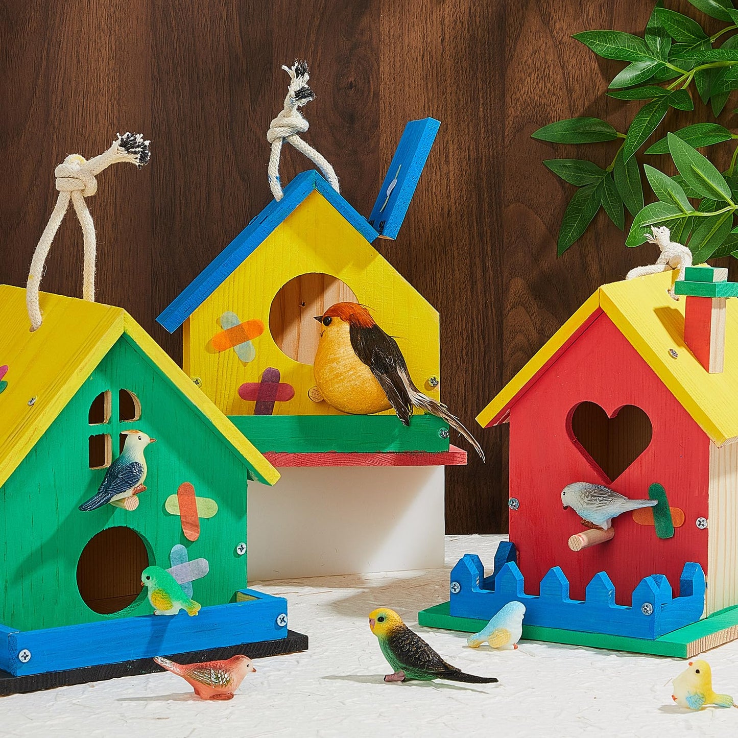 Juexica 4 Pack Wooden Birdhouse Kit DIY Craft Bird House with Paint and Paintbrushes Build a Bird Bungalow for Boys Girls Adults Arts Projects Gift Party Favor(Assorted)