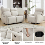 INZOY Manual Recliner Sofa Furniture Set for Living Room, Included Chenille Nursing Chairs Swivel Glider Recliners, Wall-Hugger 2 Seat Reclining Loveseat, Double Reclining Sofa Couch, Beige, 1+2 INZOY