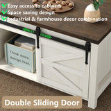 Furnihold Coffee Table 47.3'' Lift Top Coffee Table with Storage, Modern White Coffee Table with Sliding Barn Doors, Farmhouse & Rustic Rectangle Center Table for Living Room, Office, Brown Top Furnihold