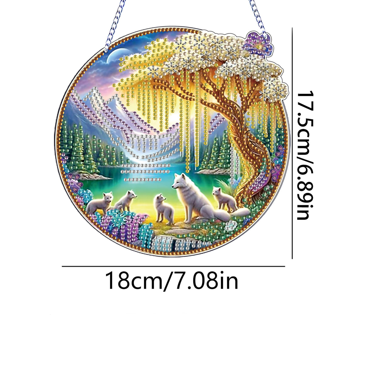 RYMILIE Diamond Art Painting Pendant Kits 5D Diamond Art Painting Art Hanging Kit Mountain Scenery DIY Diamond Crystal Window Pendant Kit for Adults Gift Wall Home Decoration RYMILIE