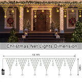 Christmas Net Lights,196 LED 13.1x1.9Ft Waterproof Outdoor Christmas Lights Net Lights Mesh Lights Mains Powered Timer Built in LED Net Lights Holiday Decor for Balcony Fence Roof Railing Wall DBFAIRY
