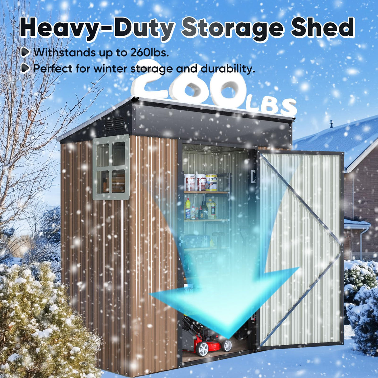Quictent 5X3 FT Heavy Duty Outdoor Metal Storage Shed,Lockable Garden Shed with Rotating Roof, Waterproof Shed for Bike Storage, Tool Storage, Temporary Storage,Brown(5.5X2.8 FT Base, No Floor) Quictent