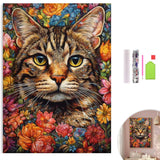 KICHANG Flower Cat Diamond Painting Kits,5D Diamond Painting Diamond Art,Round Full Drill Diamond Art Kits Diamond Dots Crafts for Home Decor Gift-12x16in KICHANG