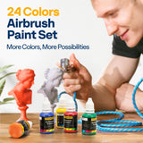 VIVOHOME 24 Color Airbrush Paint Set, Acrylic Air Brush Paints Ready to Spray (No Thinner Needed), Water Based Painting Colors for Artist and Beginners, Includes 6 Neon Color, 20 ml/0.68 Fl Oz VIVOHOME