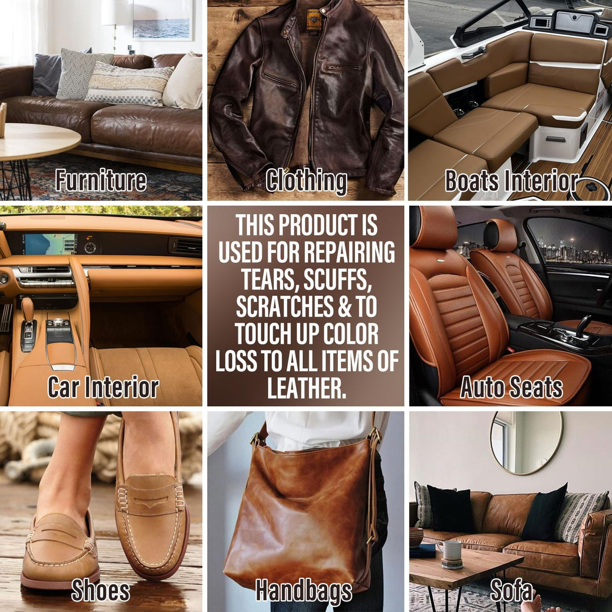 ARCSSAI ARCSSAL Brown Leather Repair Kit for Furniture, Leather Couch Repair Kit for Sofa, Jacket, Car Seats and Purse with Super Easy Instructions, Restores Any Material, Bonded, Pleather, Genuine ARCSSAI ARCSSAL