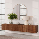 Living Skog Floating TV Stand Wall Mounted for Living Room and Bedroom, Media, Entertainment Center with Storage and Drawers Fits TV 60 65 70 75 80 inch Cabinet (Alessio Brown, 71 in) Living Skog