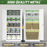 Greenvelly Metal Garage Storage Cabinet with 2 Doors and 4 Adjustable Shelves, 72”H White Steel Lockable Storage Cabinet,Tall Metal Cabinet Locking File Cabinet for Office,Home, Garage, Gym, School Greenvelly