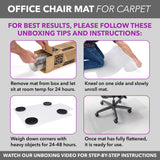 OFM Office Chair Mat for Carpet – Computer Desk Chair Mat for Carpeted Floors – Easy Glide Rolling Plastic Floor Mat for Office Chair on Carpet for Work, Home, Gaming with Extended Lip (36” x 48”) OFM