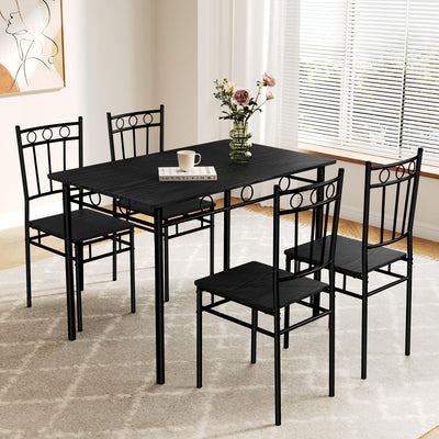 AMICLIBER Dining Table Set for 4, 5-Piece Kitchen Table and Chairs, Rectangular Dining Room Table Set with 4 Chairs, Space-Saving Kitchen Table Set for Small Space,Dinette,Apartment,Pure Black