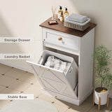 YESHOMY Tilt Out Trash Cabinet,10 Gallon Hidden Wooden Bin Cabinets, Laundry Hamper with Drawers, for Kitchen, Dining Room(Light White) YESHOMY