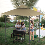 OIPUNSHLE Grill Gazebo Replacement Canopy Top, 5'x8' Gazebo Roof Top Double Tiered Replacement Canopy Roof, Grill Shelter Cover Roof Fit for Gazebo Model L-GG001PST-F (Khaki) OIPUNSHLE
