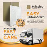 Swinging Cafe Doors Unprimed Barn Doors, 3/4" Thick Saloon Door Swing, British Brace, Oil Rubbed Bronze Finish, Unfinished Solid Door with Strong Door Joints, Pre-Sanded Wood Door, (36"x42") Swinging Café Doors