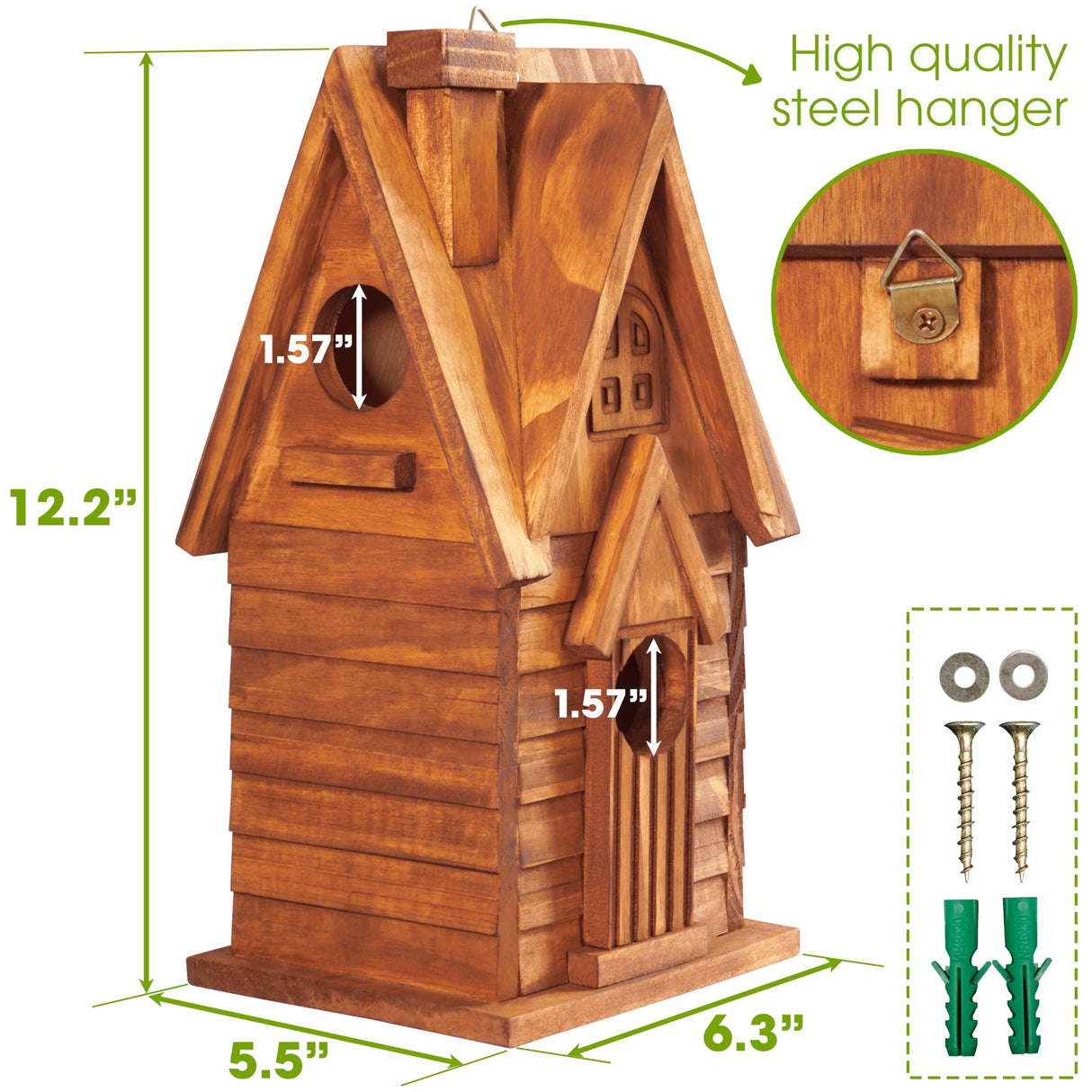 MIXUMON Bird Houses for Outside, Outdoor 2 Bird House Room for 2 Bird Families Bluebird Finch Cardinals Hanging Birdhouse for Garden (Style 11) MIXUMON