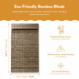 Radiance Cordless Bamboo Roman Shades for Windows - Flatstick Bamboo Blinds for Semi-Private Light Control - Easy to Lift & Fold Up Window Shades - Driftwood - 22.5 in. W x 64 in. L - (2216600E) Radiance