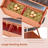 U-MAX 95“ Chicken Coop with Wheels, Wooden Chicken Tractor Hen House with Run, Nesting Boxes, Ramps, Removable Tray, Natural Wood U-MAX