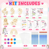 Leinuosen 28 Sets Unicorn Party Favors Wood Painting Craft Kits with Art Supplies and Inspirational Cards Thank You for Coming Gifts for Summer Birthday Party Goodie Bag DIY Prizes Leinuosen