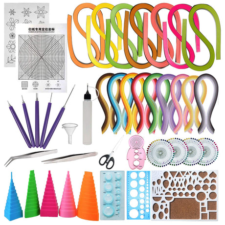 Woohome 33 PCS Paper Quilling Strips Set with 17 PCS Quilling Tools, 16 Color 1600 Strips Quilling Paper with Quilling Pen, Paper Art Quilling for Crafts, Home Decoration Woohome