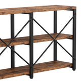 IRONCK Rustic Entryway Console Table, Long Hallway Table 70.8 in 3-Tier, TV Stand Entertainment Center Media Stand for Living Room, Industrial Style, Vintage Brown IRONCK