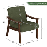 Yaheetech Corduroy Accent Chair, Mid-Century Modern Armchair with Solid Wood Legs, Reading Leisure Chair with High Back for Living Room Bedroom Waiting Room Dark Green Yaheetech