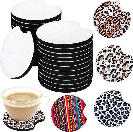 40PCS Sublimation Blanks Car Coasters,Sublimation Coasters Blanks 2.75 Inch/5mm Thicker Circular for Thermal Sublimation DIY Crafts Painting Heat Transfer Car Cup Coasters