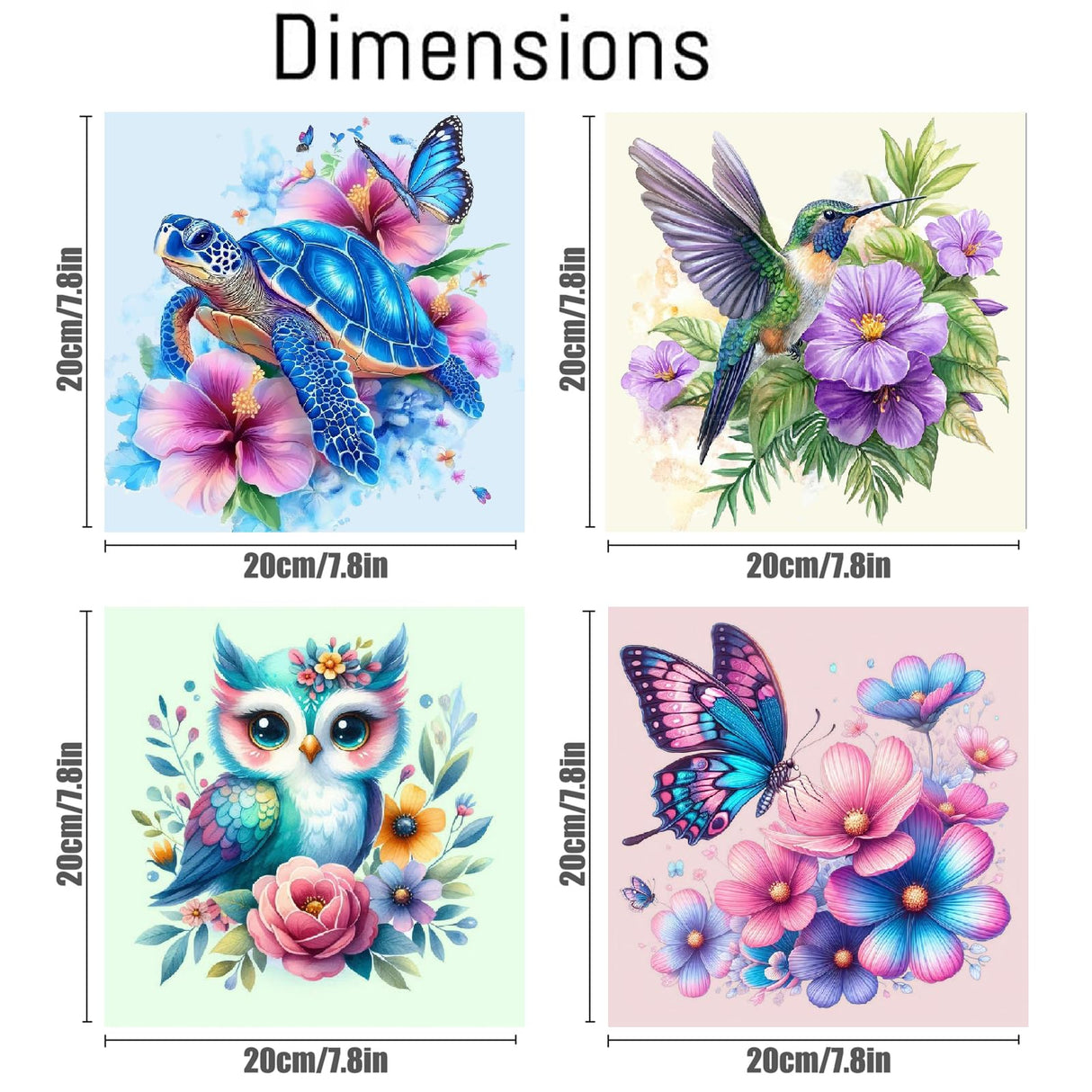 Canrichshop 4 Pack Framed Paint by Numbers Kit for Adults Beginner & Ages Over 12,Animals Paint by Number Kits, DIY Number Painting for Adults Flowers for Decor Present 8X 8 inch Canrichshop