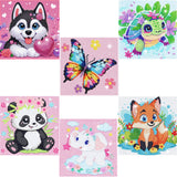 6 Pack Small Diamond Painting Kits for Kids Beginners, 5D Gem Art by Number for Children Ages 6-8-12,Cute Animal Dog Fun DIY Dot Painting Set,Home Wall Decor 6x6 Inch 5DDIYART