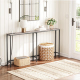 HOOBRO 5.9" Skinny Console Table with Charging Station, 63" Narrow Sofa Table with Power Outlets, Long Behind Couch Table, Slim Entryway Table for Hallway, Living Room, Greige and Black BG165UXG01 HOOBRO