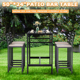Gaonala 5 Piece Outdoor Patio Bar Set, 50" Rectangular Counter Height High Top Bar Table Patio Bar Set, 4 Cushioned 41" Bar Stools Modern Metal Outdoor Bar Set for Poolside, Balcony, Backyard, Porch Gaonala