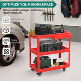 YITAHOME 3-Tier Tool Cart on Wheels, Rolling Metal Service Cart with Screwdriver Hanging Board & Storage Box, Heavy Duty Steel Utility Cart 400lbs Load Capacity for Mechanic Work Garage Warehouse Red YITAHOME
