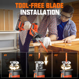 Cordless Reciprocating Saw With 8 Blades – Brushless Motor, Variable Speed 0‑3200 SPM, 2×2000mAh Batteries, Tool‑Free Blade Change, Power Reciprocating Saw for PVC Wood, Metal Cutting DIY olmlmo