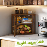 BMOSU Corner Bread Box for Kitchen Countertop Double Layer Bamboo Wooden Bread box Large Capacity Bread Storage Bin(Brown, Medium) BMOSU