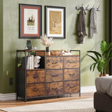 WLIVE Dresser TV Stand for Bedroom with Charging Station, Wide Storage Chest of Drawers with 8 Large Fabric Drawers and Open Shelves, Storage Organizer Unit for Closet, Living Room, Rustic Brown WLIVE