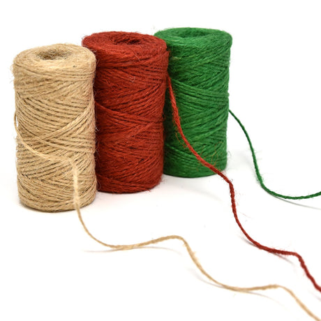 Gift Boutique Christmas Baker's Jute Twine, 3 Rolls of Red, Green and Natural Holiday Decorative String for Arts 'n' Crafts, Packing, Wrapping and Party Supplies, 450 Feet Gift Boutique