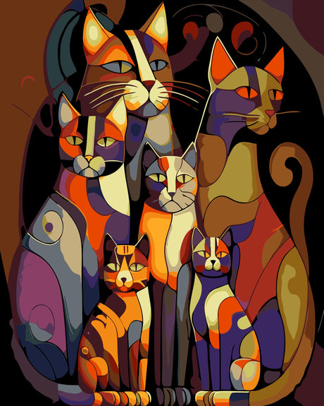 Paint by Numbers Kit for Adults Beginners,Abstract Six Black Cats Frameless Beginner DIY Acrylic Watercolor Oil Painting,Animal Digital Painting for Home Wall Decoration and Gifts (16x20 inches) Generic