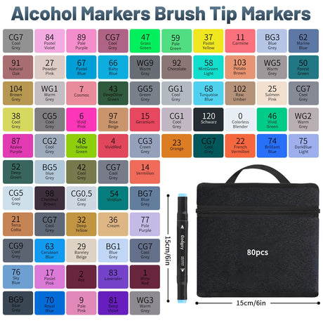 Alcohol Markers, 80 Colors Dual Brush Tip Permanent Art Markers, Coloring Marker, for Book Painting Card Making, Back-to-School Gifts Godgoy