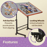 JoyBerri Jigsaw Puzzle Table/Rolling Puzzle Desk - 1500 Piece Puzzle Board with Bonus Puzzle/Portable Jigsaw Puzzle Tables with Drawers and Legs - Height Adjustable for Adults and Kids JOYBERRI